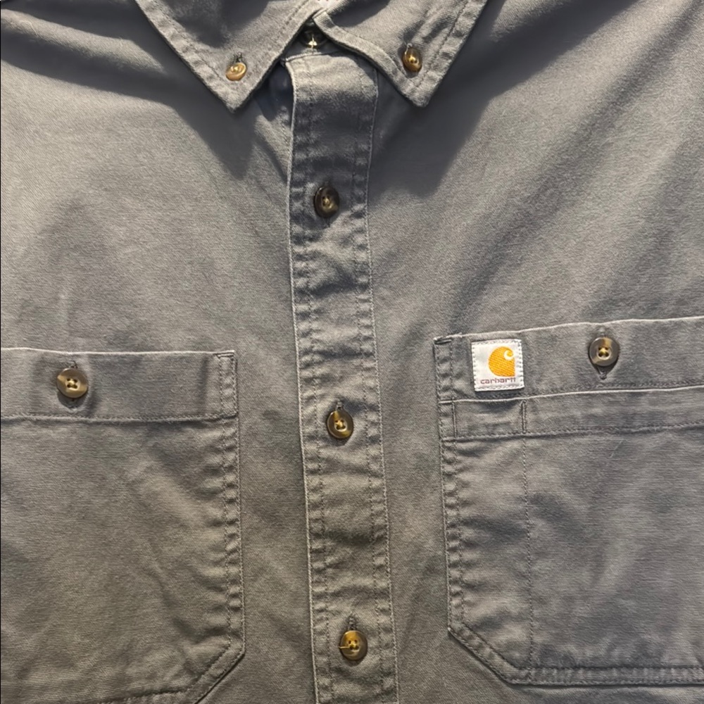 Carhartt Men's Gray Short Sleeve Shirt - Picture 2 of 3